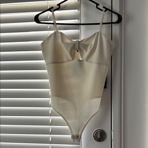 Express Cream Satin Bodysuit